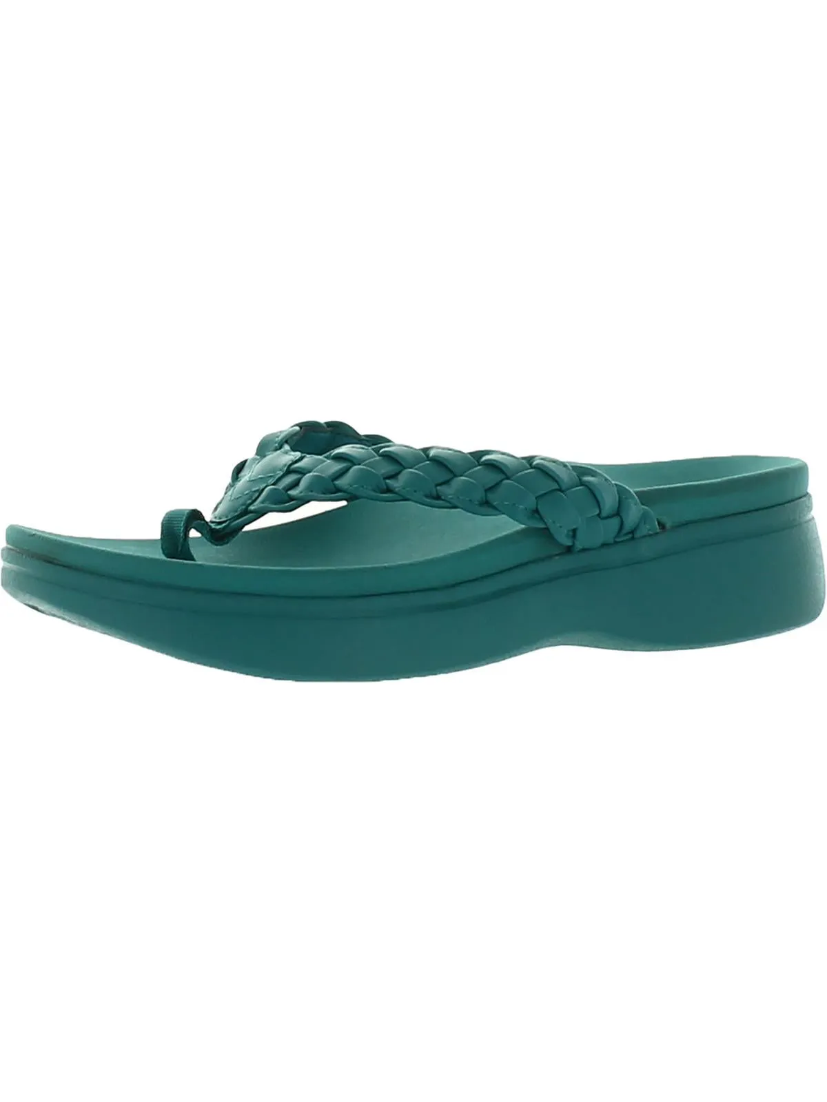 Kenji Womens Faux Leather Slip On Wedge Sandals