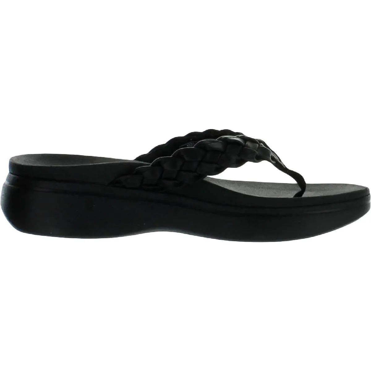 Kenji Womens Faux Leather Slip On Wedge Sandals