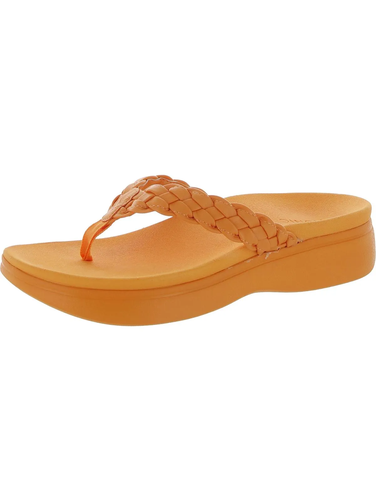 Kenji Womens Faux Leather Slip On Wedge Sandals