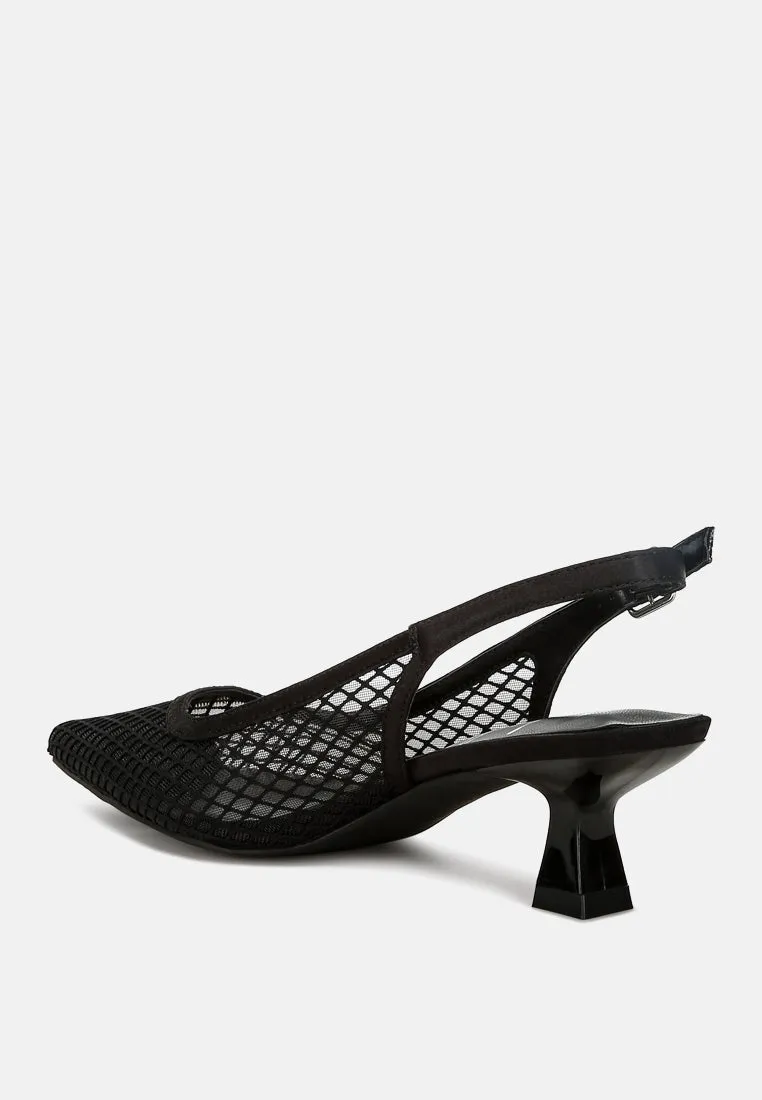 kiev mesh pin buckle pointed mules