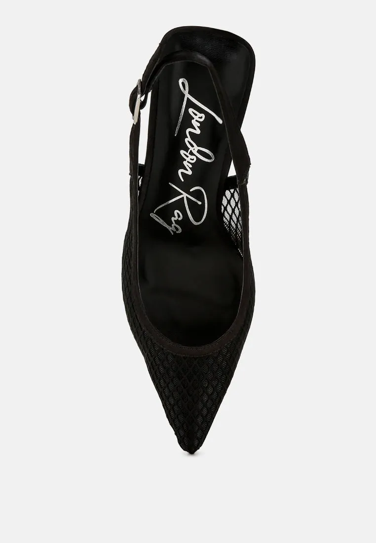 kiev mesh pin buckle pointed mules