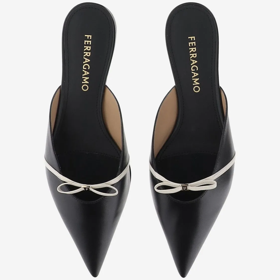 Leather Mules With Bow