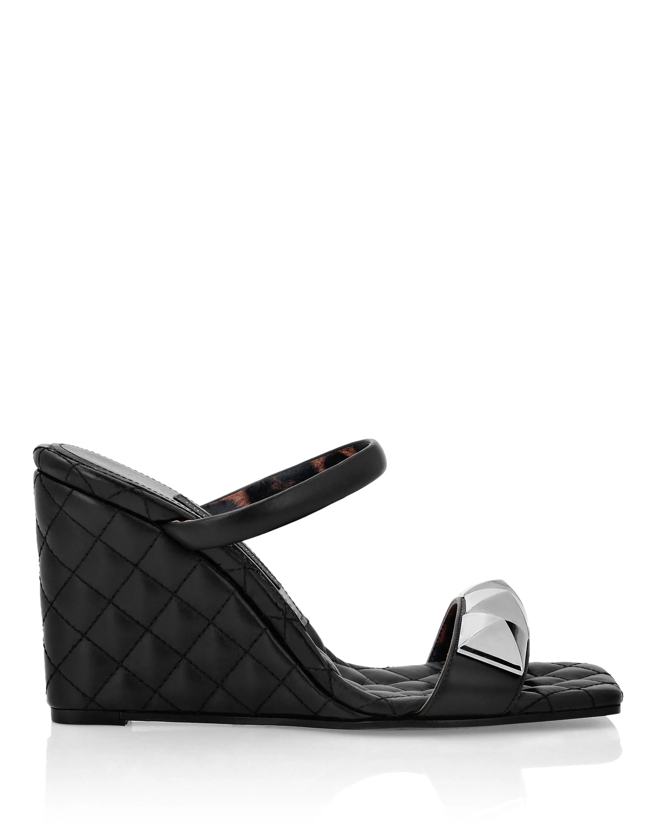 Leather Sandals Wedge Matelass Studs