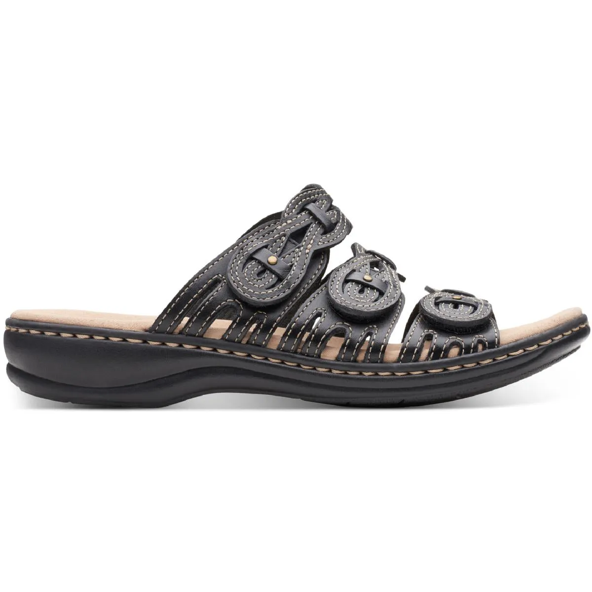 Leisa Faye Womens Leather Strappy Wedge Sandals