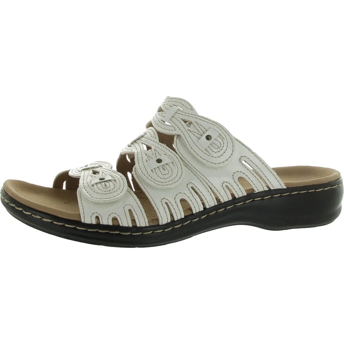 Leisa Faye Womens Leather Strappy Wedge Sandals