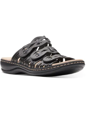 Leisa Faye Womens Leather Strappy Wedge Sandals