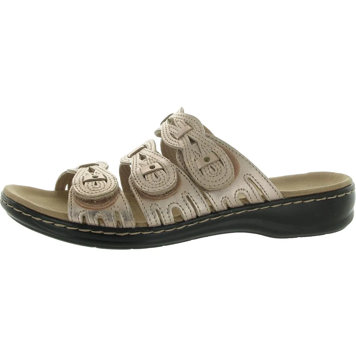 Leisa Faye Womens Leather Strappy Wedge Sandals