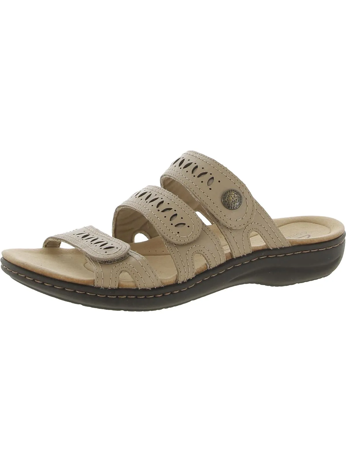 Leisa Faye Womens Leather Strappy Wedge Sandals