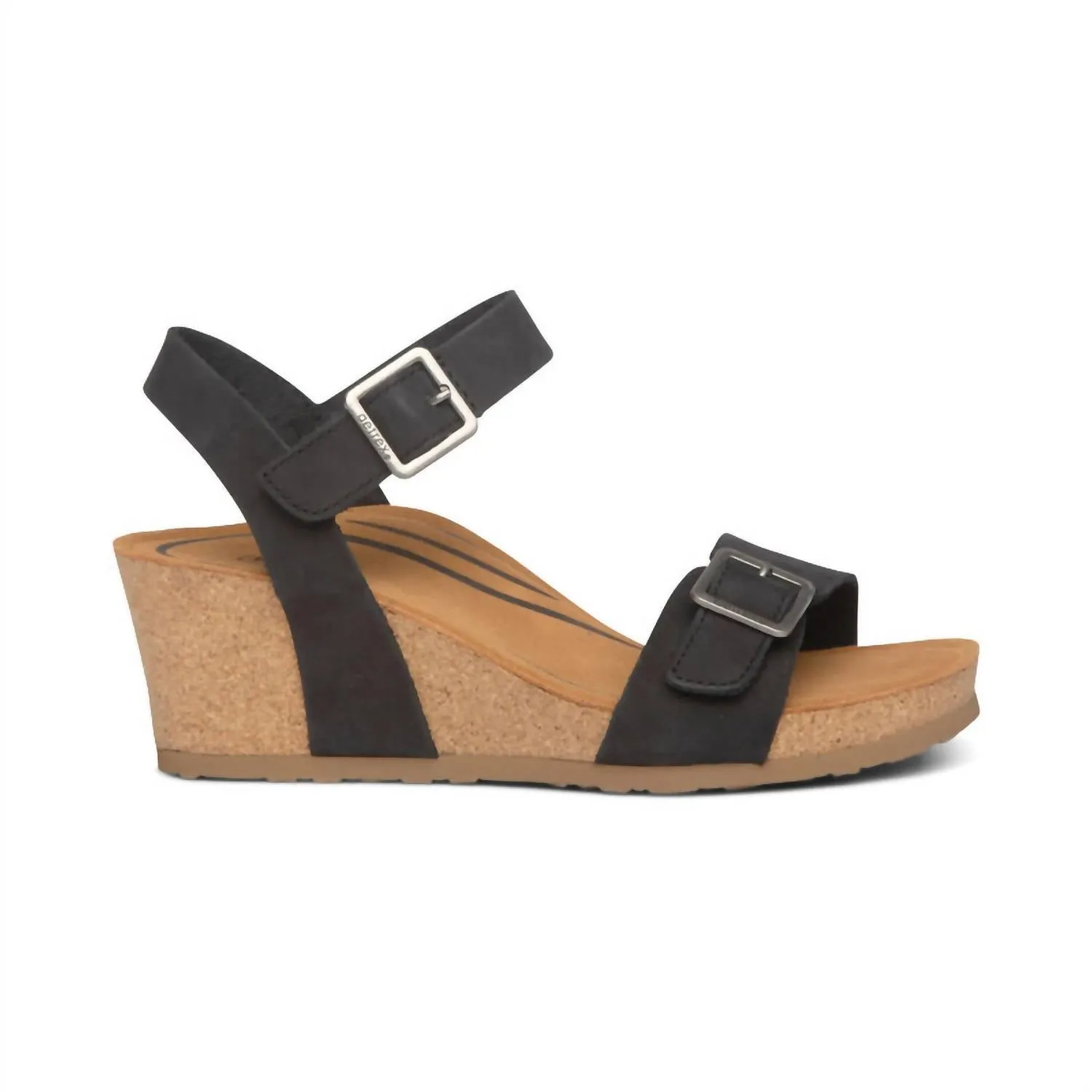 Lexa Quarter Strap Wedge Sandal In Black