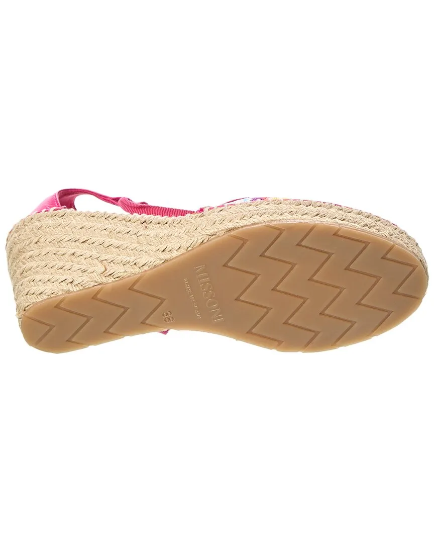 M Missoni Canvas & Leather Wedge Espadrille