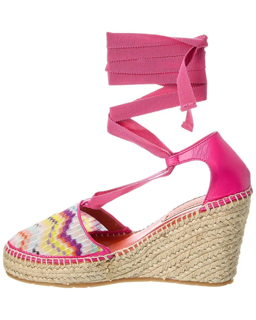 M Missoni Canvas & Leather Wedge Espadrille