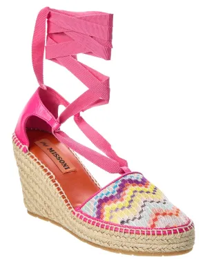 M Missoni Canvas & Leather Wedge Espadrille