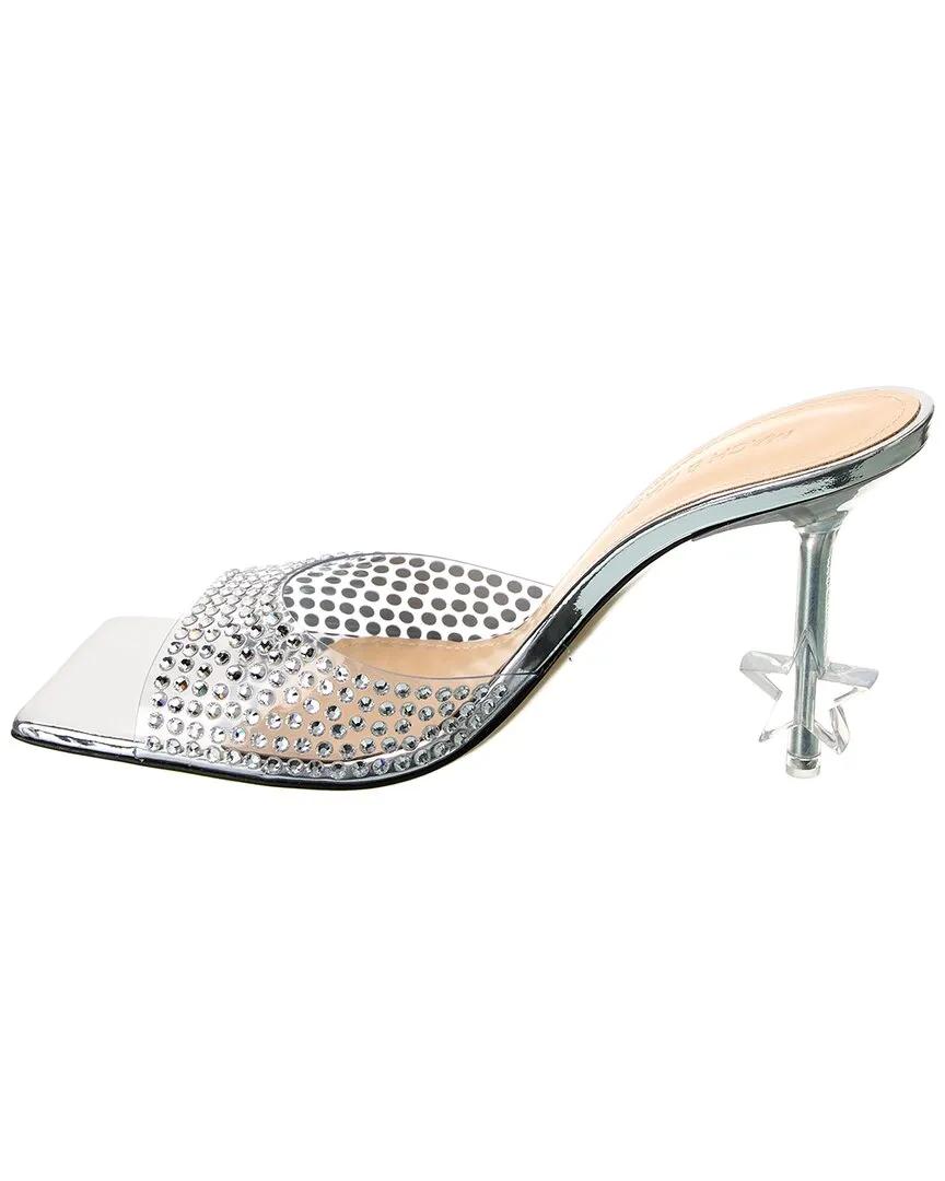 Mach & Mach Crystal-Embellished Star Vinyl & Leather Mule