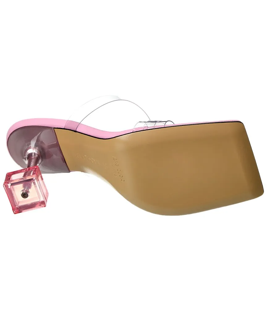 Mach & Mach Crystal Square Vinyl & Leather Mule