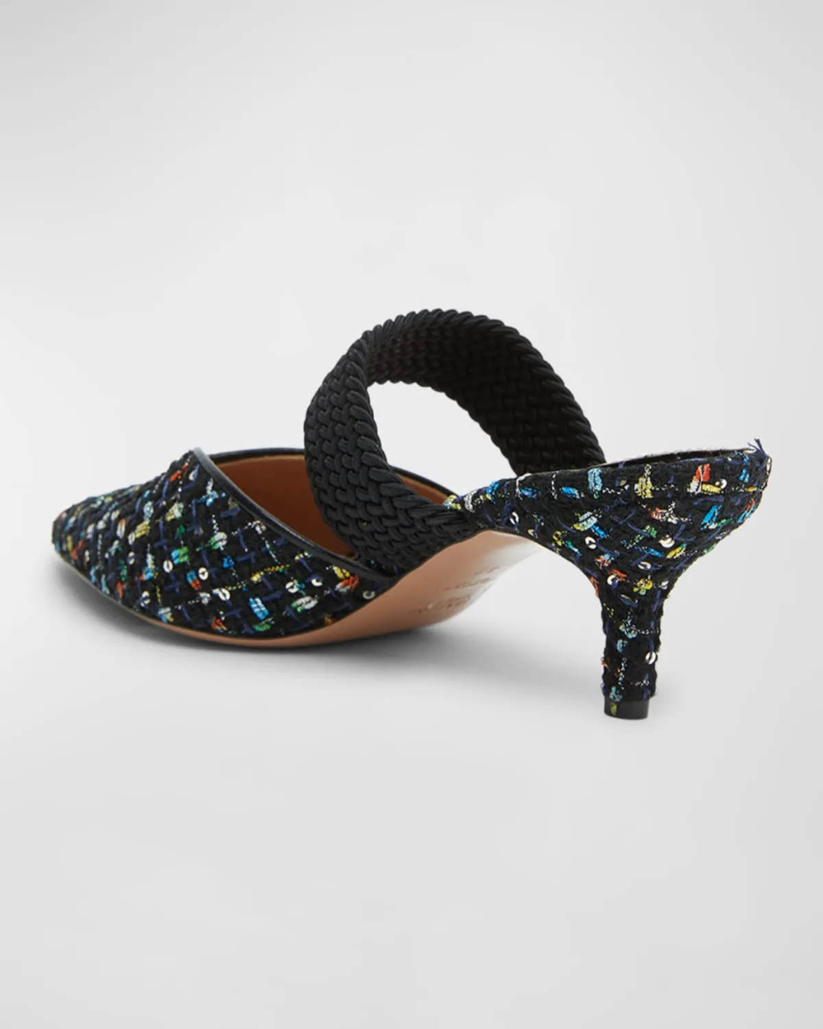 Maisie Tweed Kitten-Heel Mules