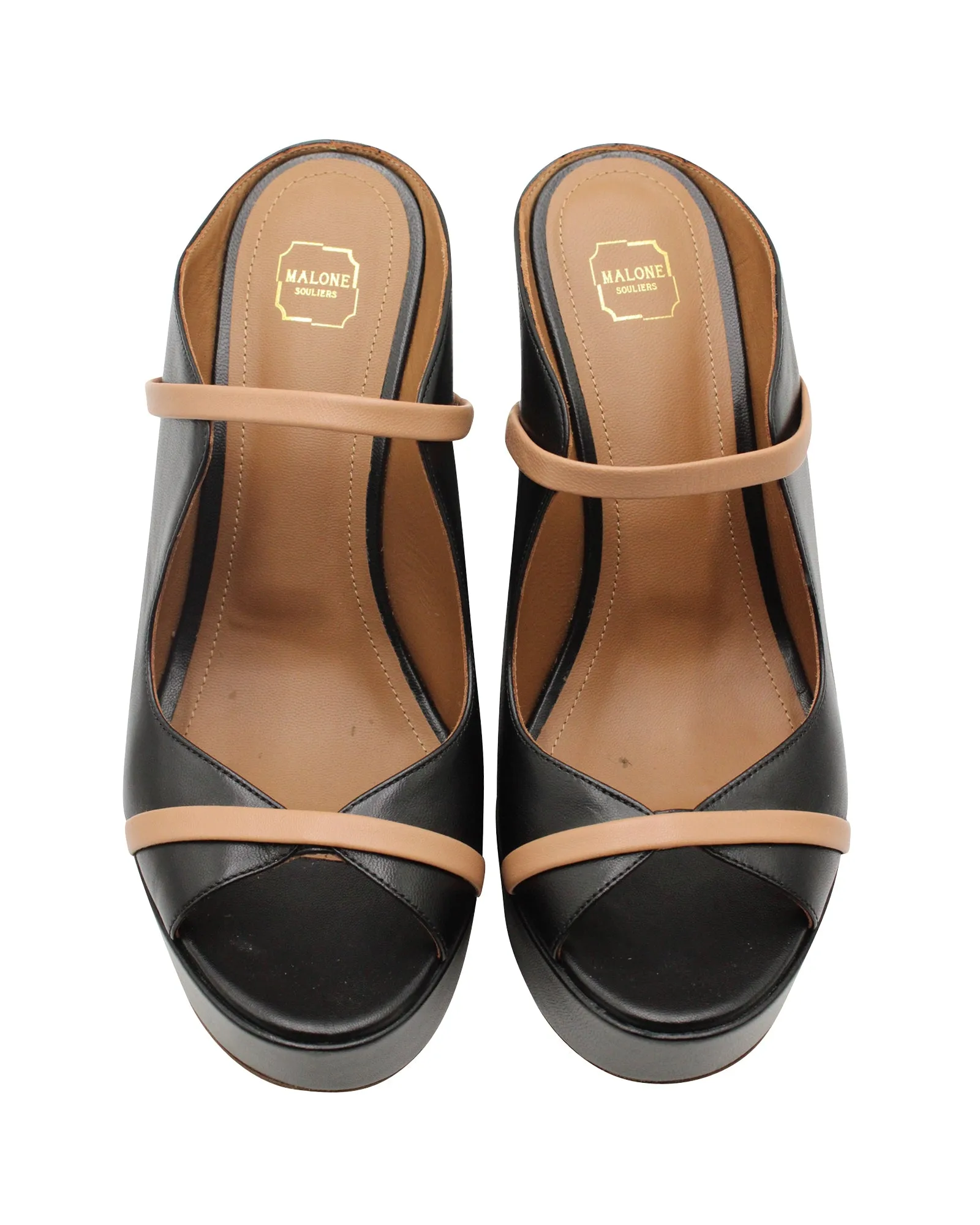 Malone Souliers Norah Wedge Sandals in Black Leather