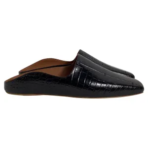 Malone Souliers x Deveaux Embossed Mules in Black Leather