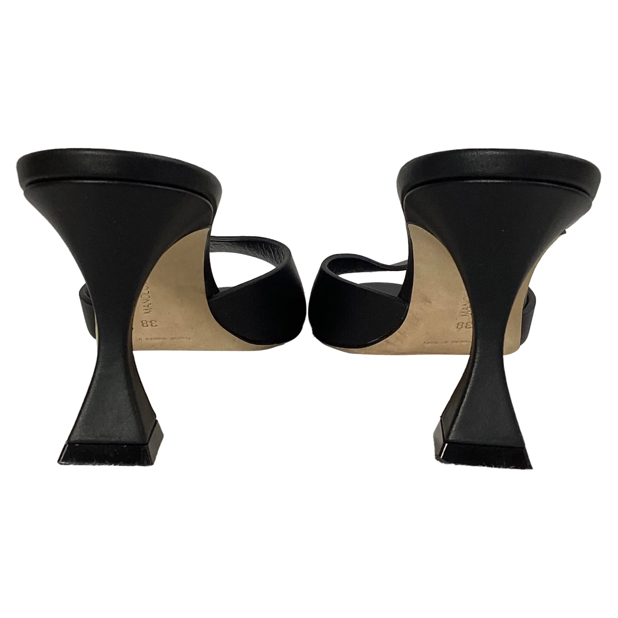 Manolo Blahnik Jadarona Mule Sandals in Black Leather