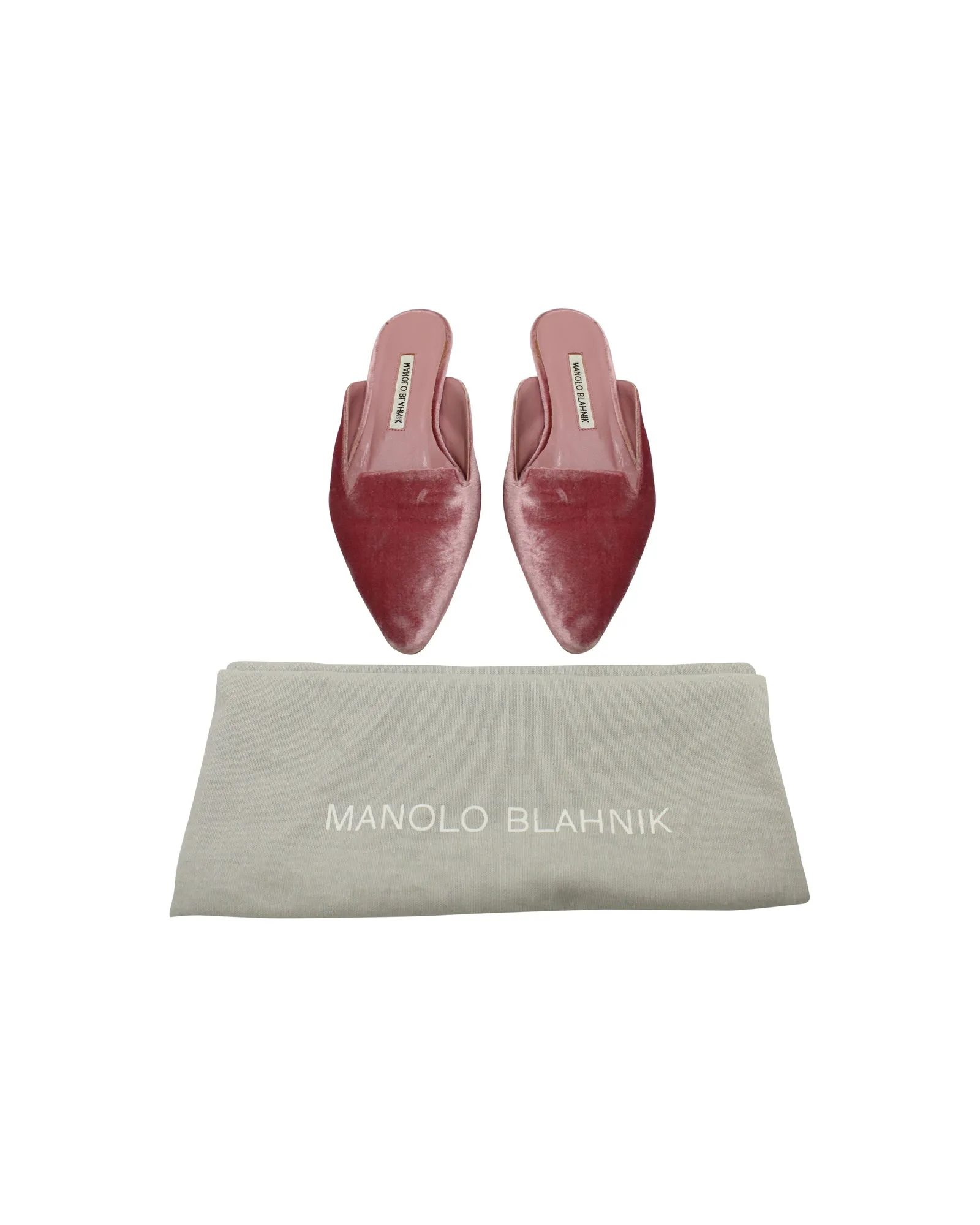 Manolo Blahnik Ruby Pointed-Toe Mules in Pink Velvet