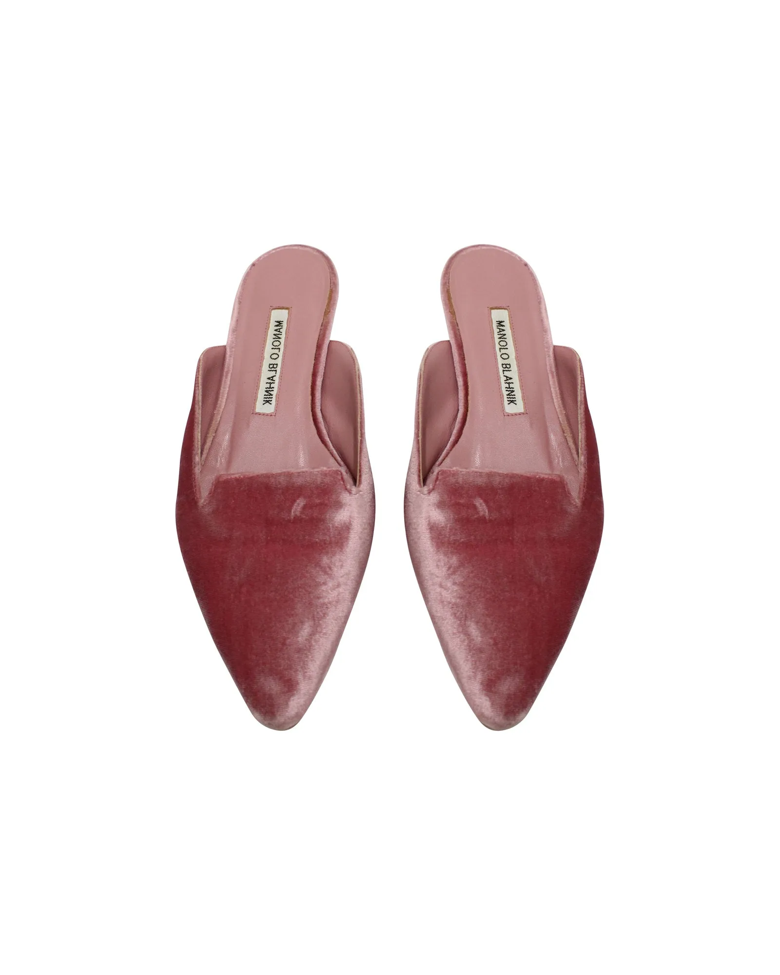 Manolo Blahnik Ruby Pointed-Toe Mules in Pink Velvet