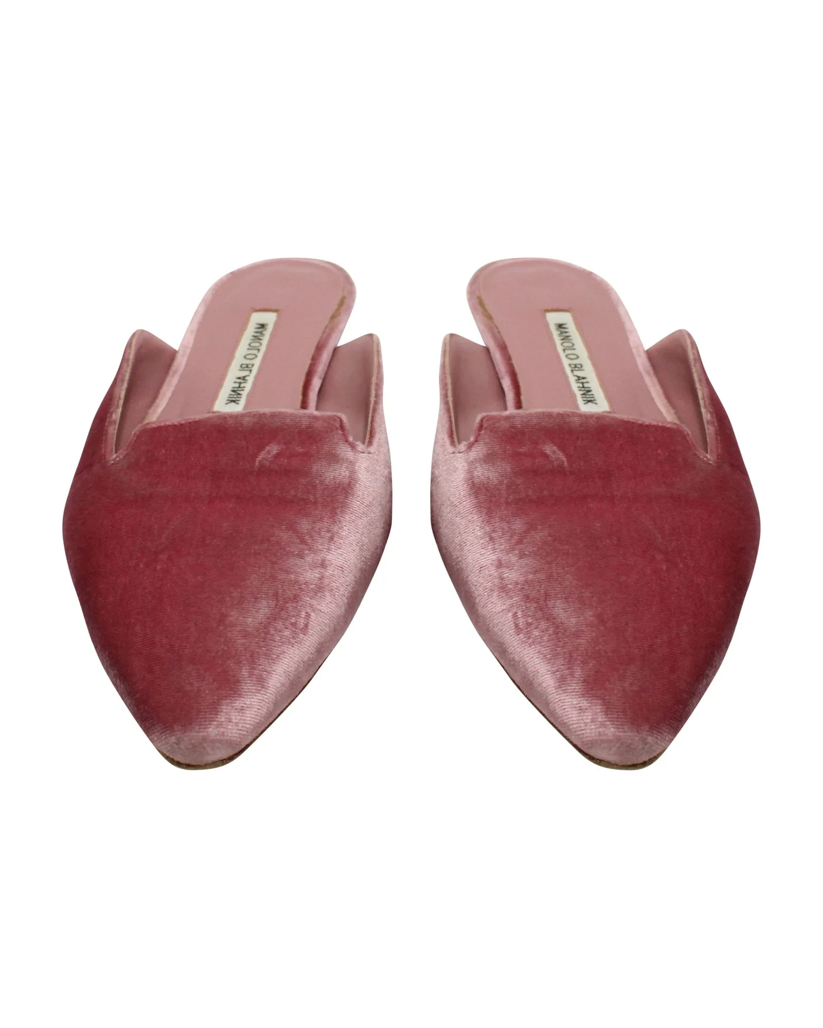 Manolo Blahnik Ruby Pointed-Toe Mules in Pink Velvet