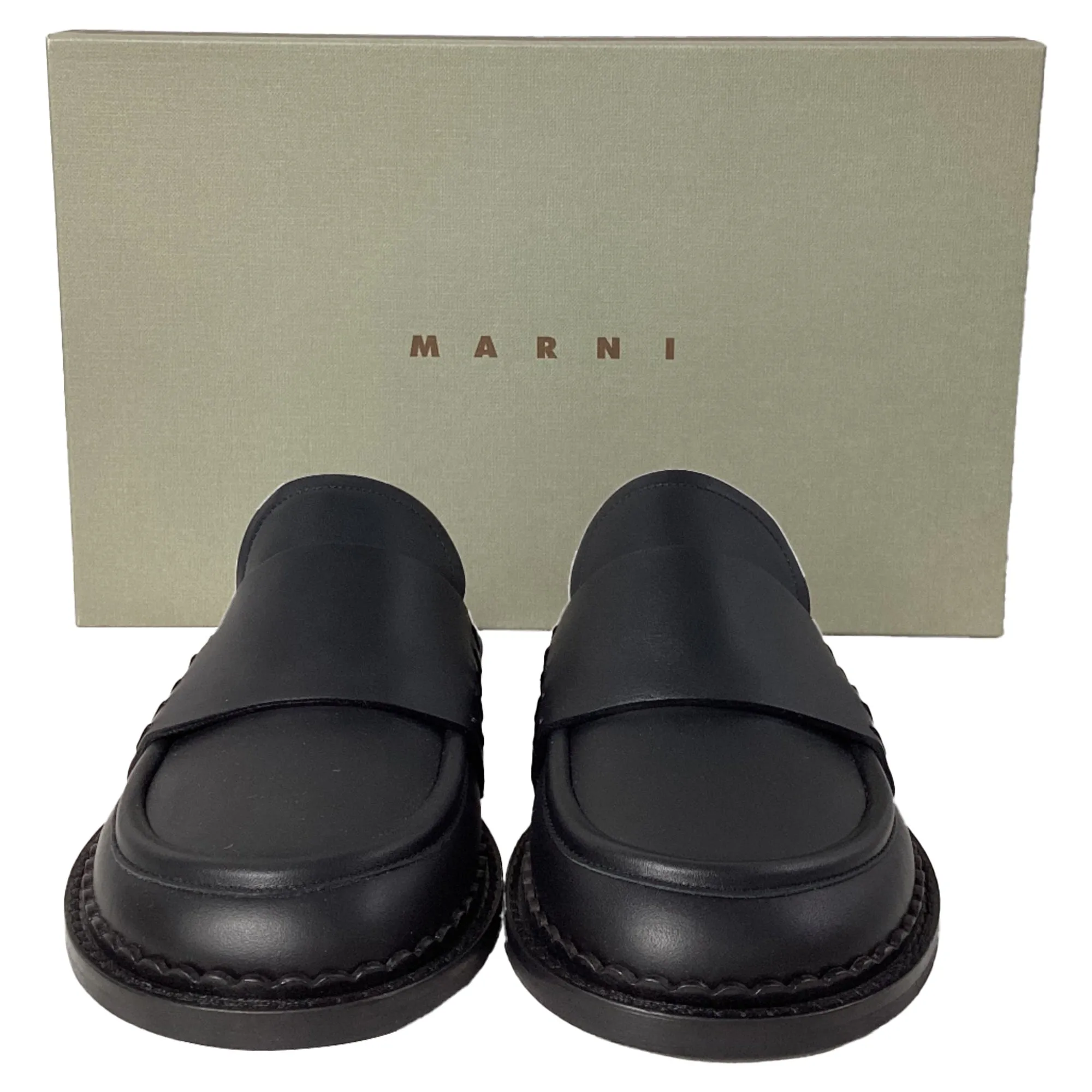Marni Loafer Mules in Black Leather