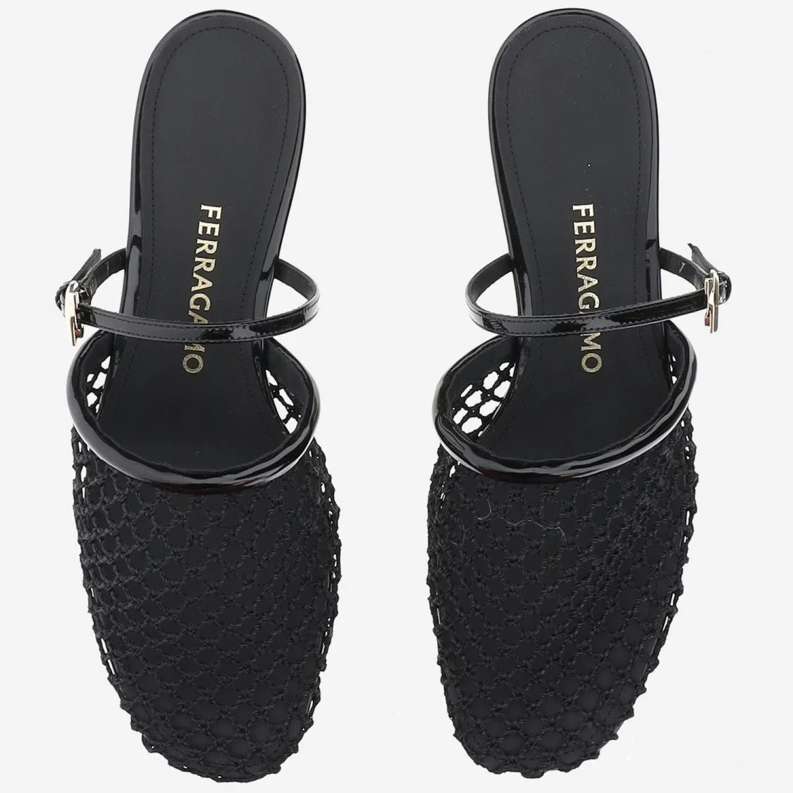 Mesh And Leather Mules