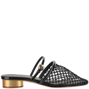 Mesh And Leather Mules