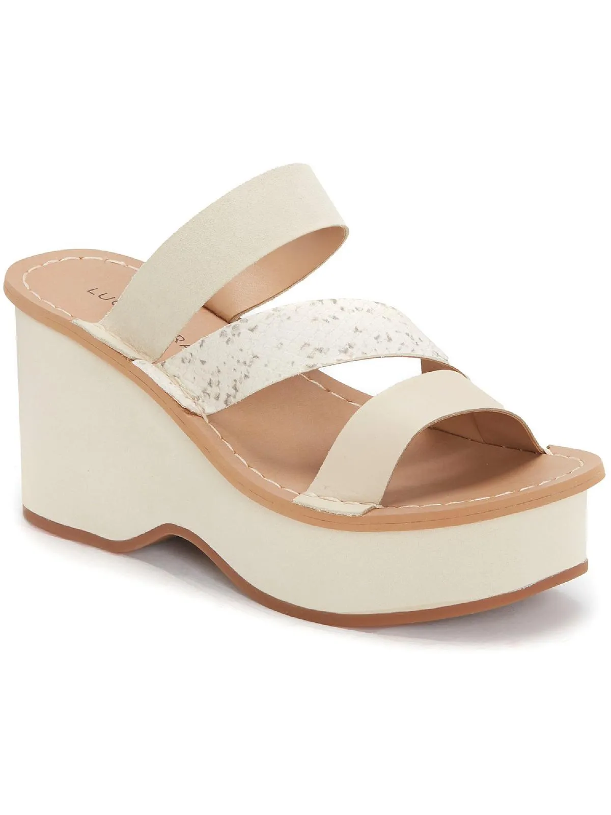 Mimya Womens Leather Open Toe Wedge Sandals