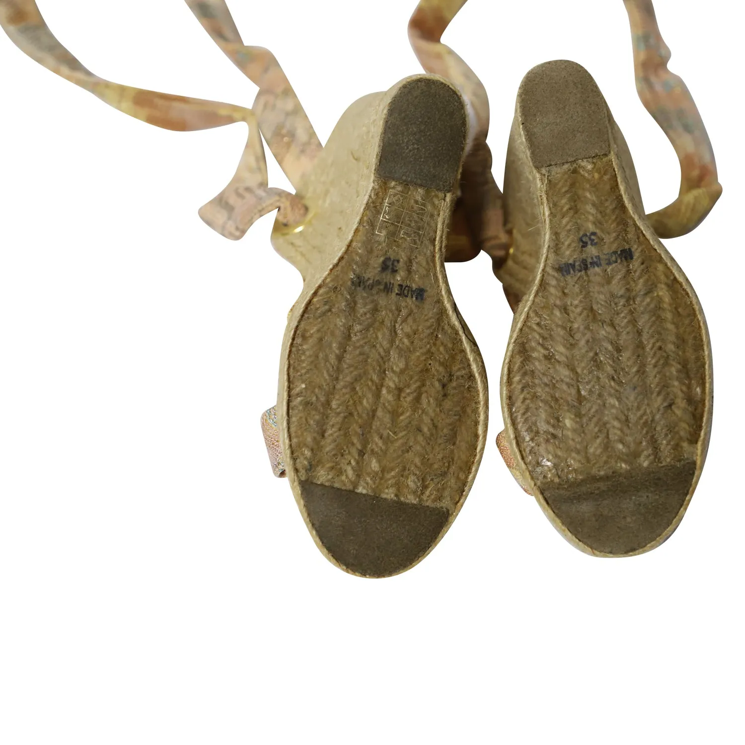 Missoni Knot Lace Espadrille Wedges in Beige Canvas