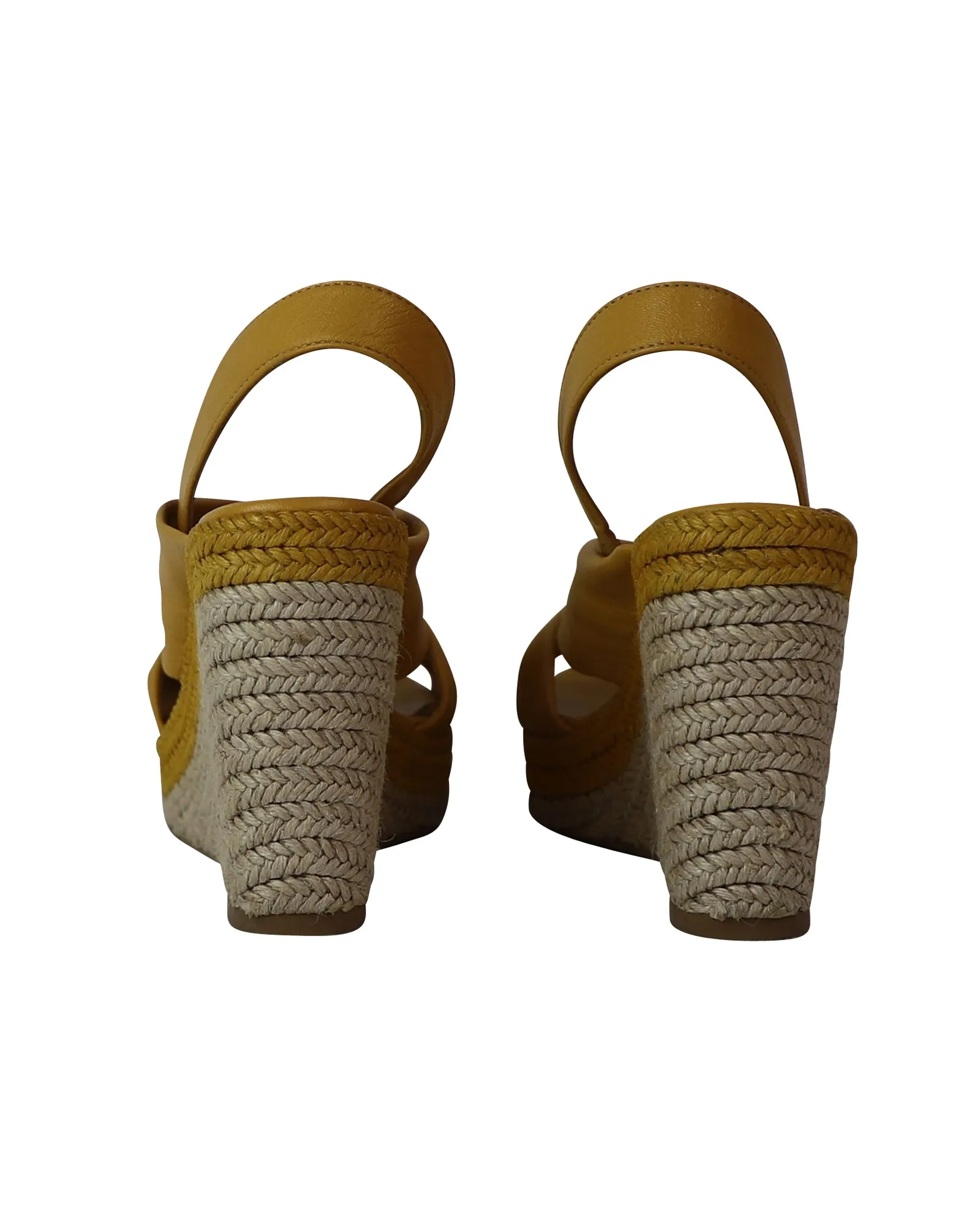 Mulberry Slingback Espadrille Wedges in Yellow Leather