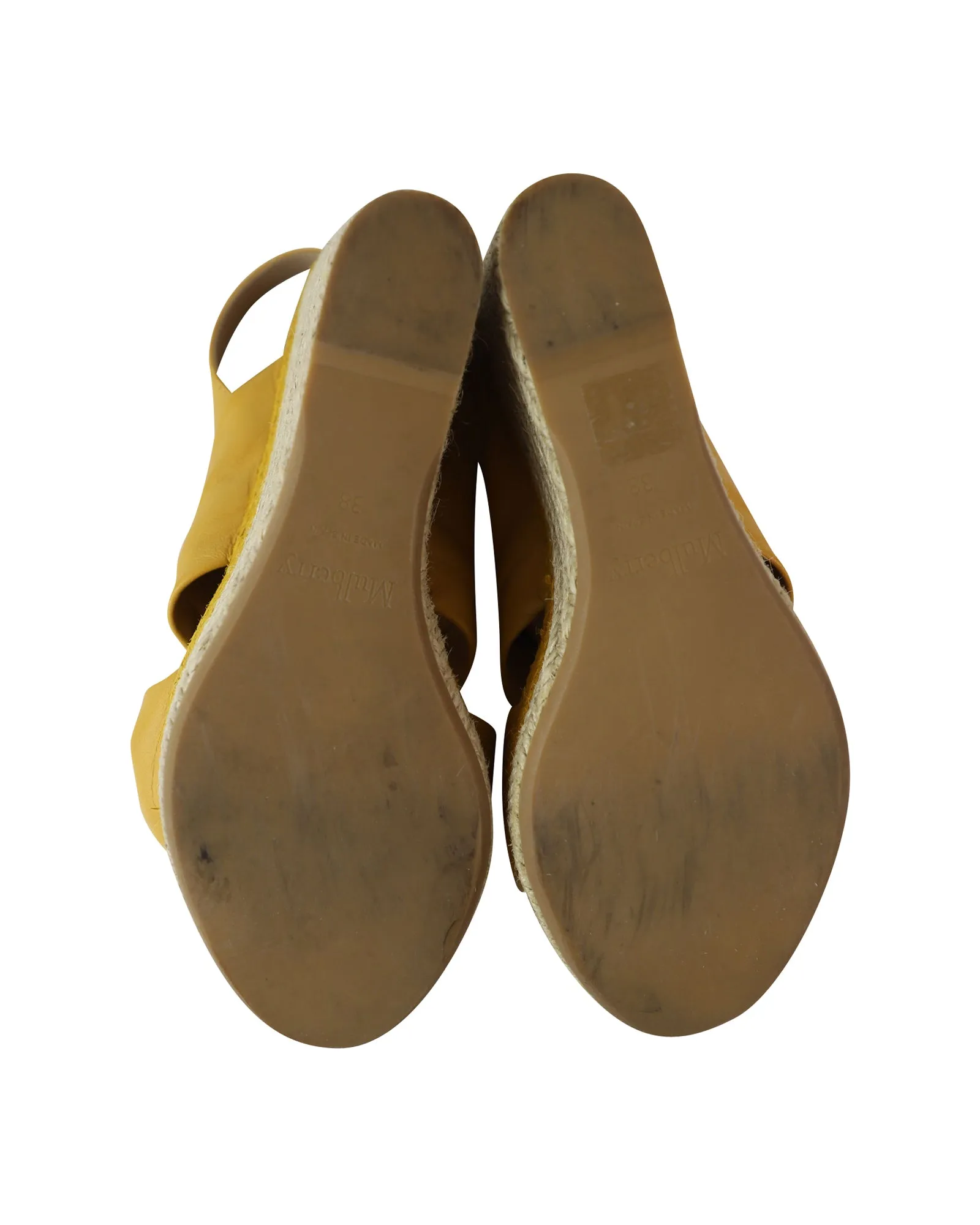 Mulberry Slingback Espadrille Wedges in Yellow Leather