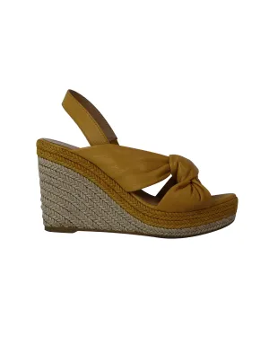 Mulberry Slingback Espadrille Wedges in Yellow Leather