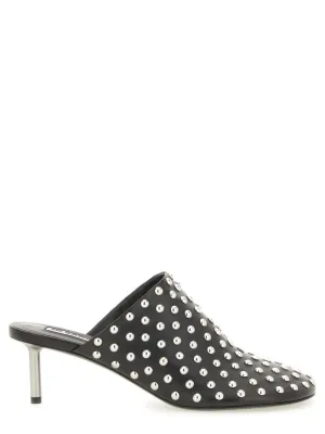 Nappa Leather Mules With Metallic Studs