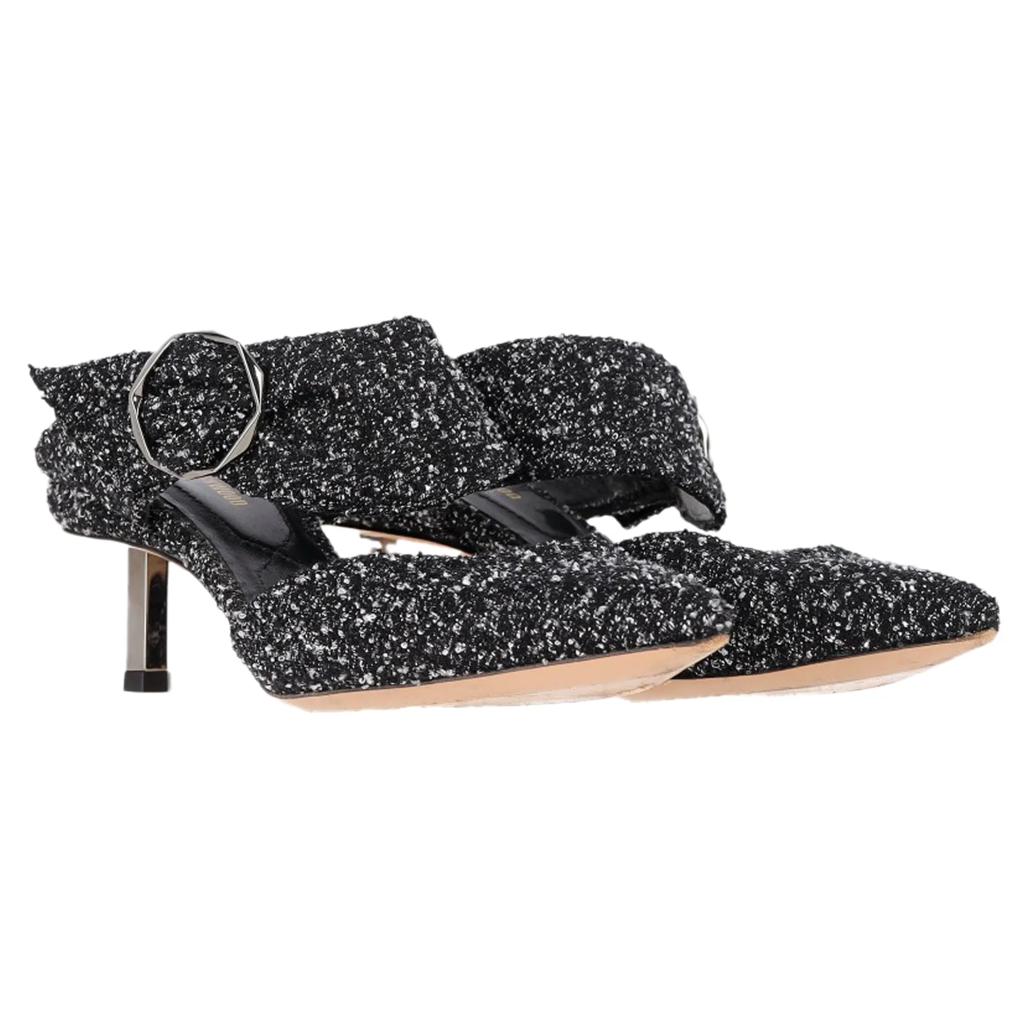 Nicholas Kirkwood Boucl Mules in Black Tweed