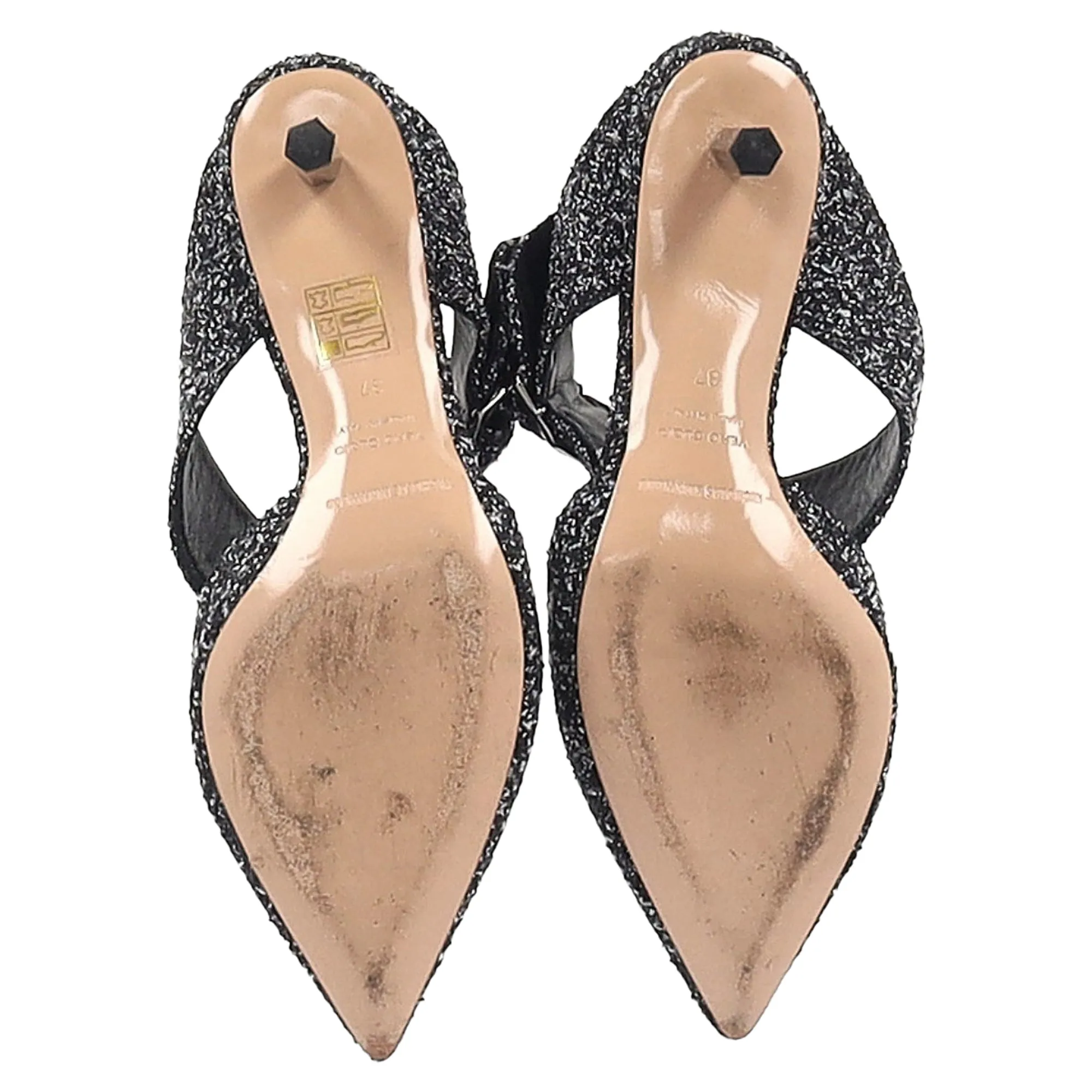 Nicholas Kirkwood Boucl Mules in Black Tweed