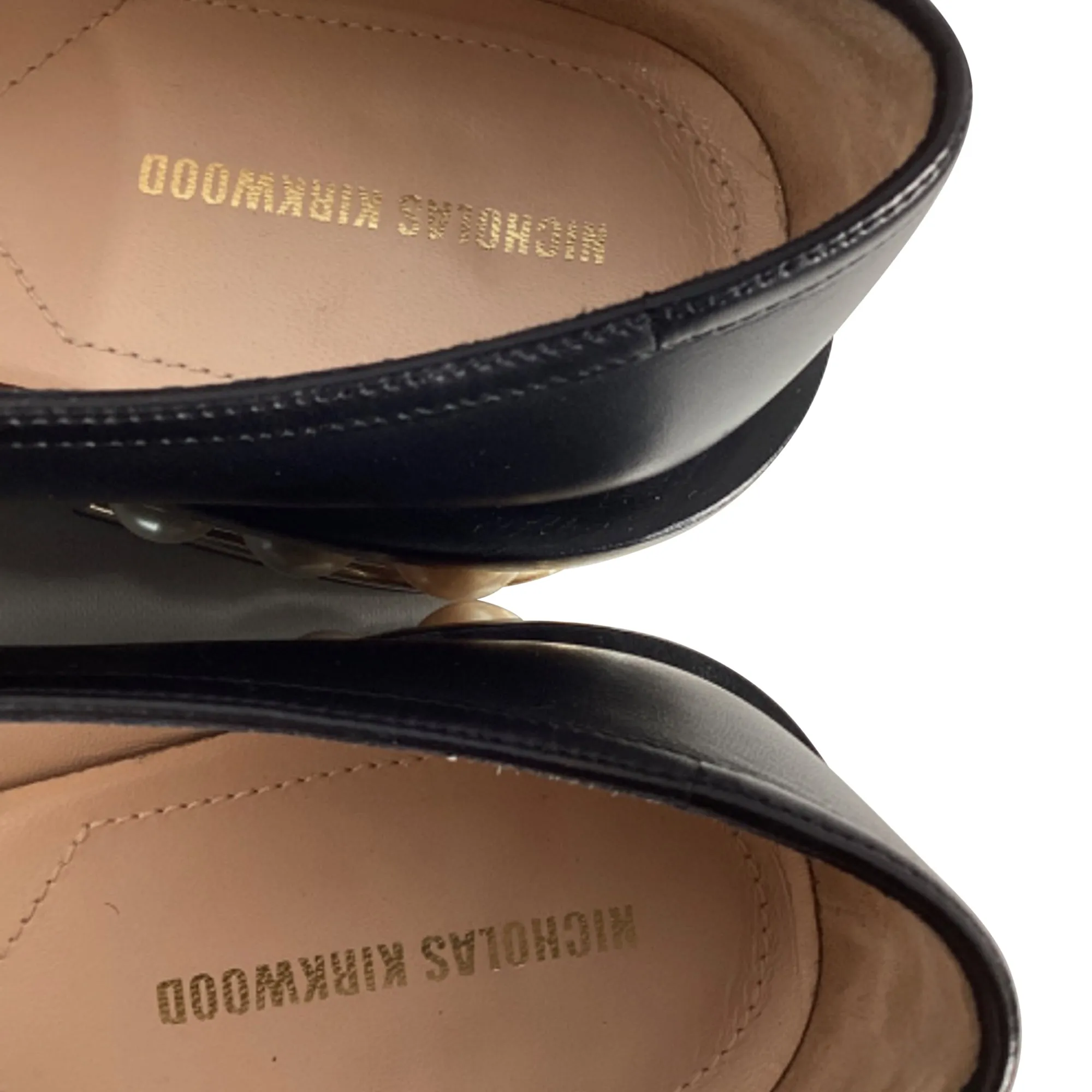 Nicholas Kirkwood Casati Pearl Derbys in Black Leather