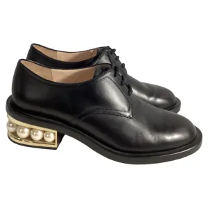 Nicholas Kirkwood Casati Pearl Derbys in Black Leather