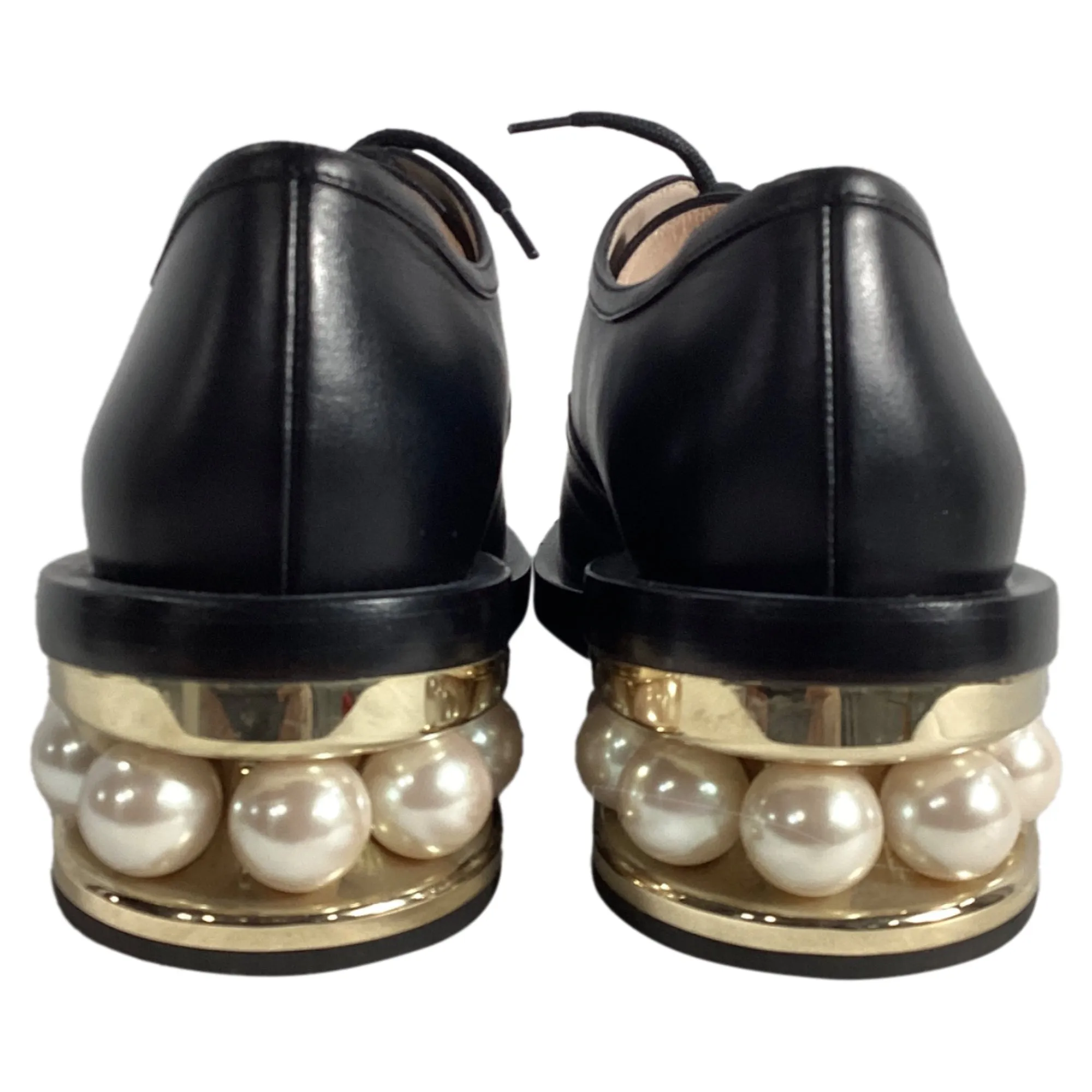 Nicholas Kirkwood Casati Pearl Derbys in Black Leather