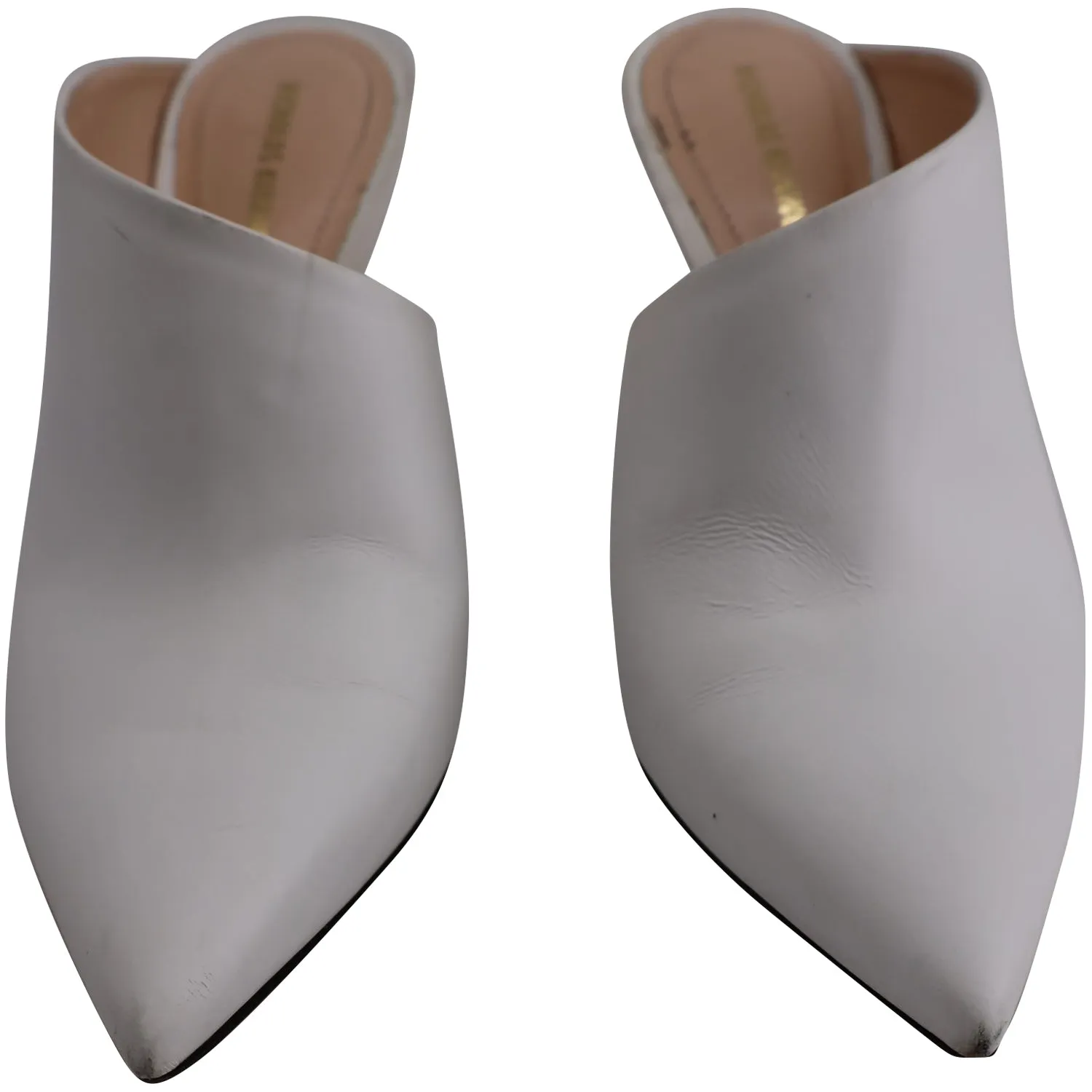 Nicholas Kirkwood Heeled Mules with Pearl in White Leather