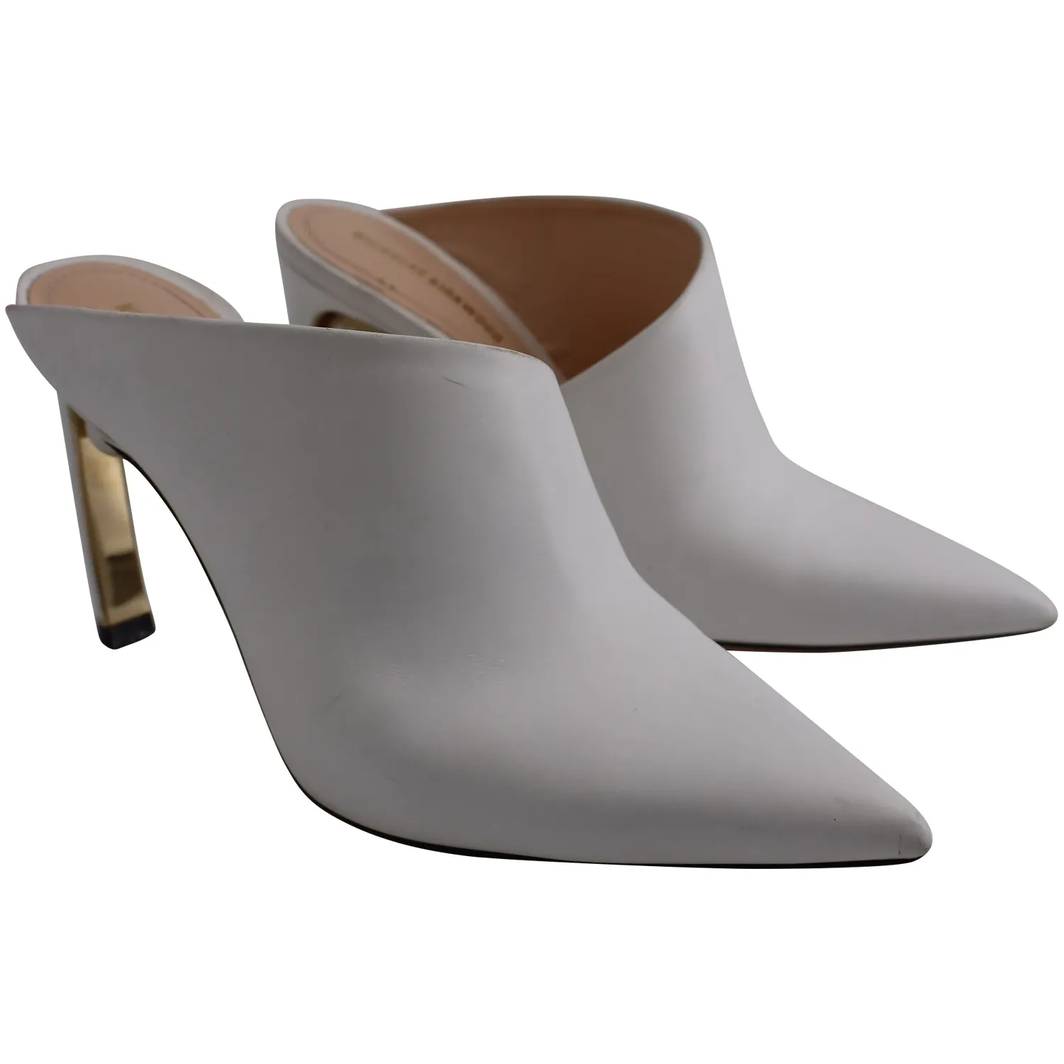 Nicholas Kirkwood Heeled Mules with Pearl in White Leather