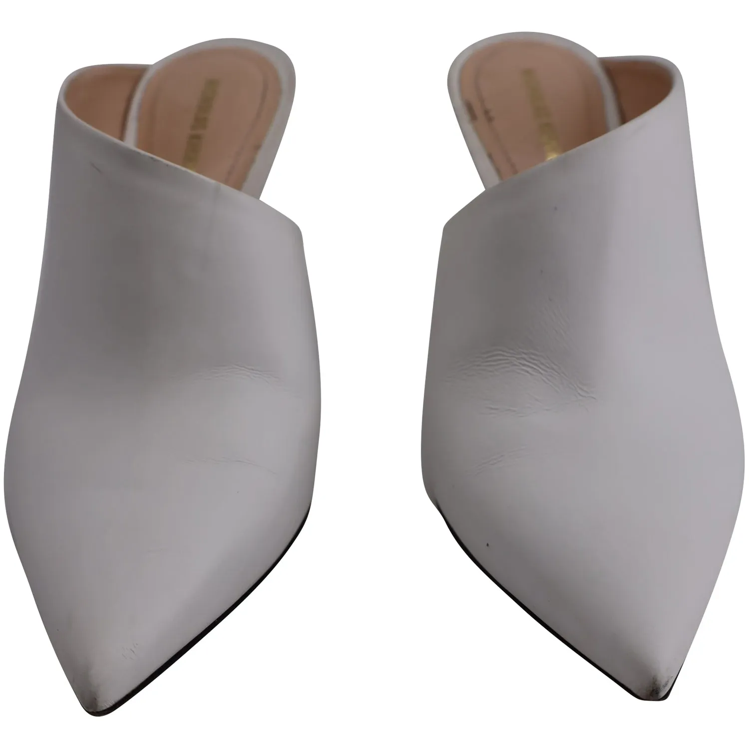 Nicholas Kirkwood Heeled Mules with Pearl in White Leather