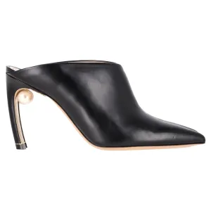 Nicholas Kirkwood Mira Pointed Toe Mules in Black Leather