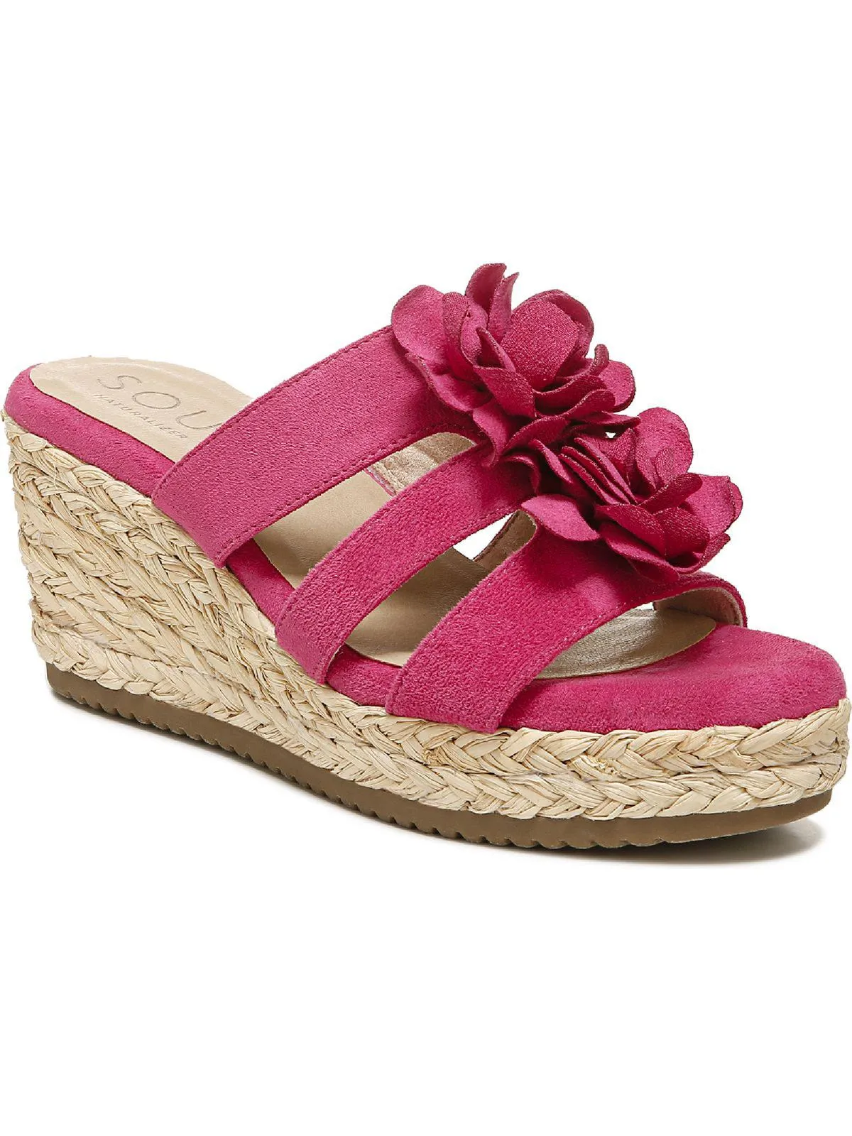 Oodles-Flwr Womens Slip On Wedge Sandals