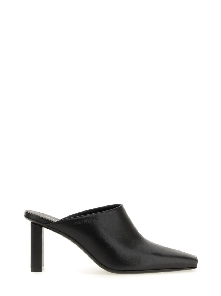 Pointed Toe Mules In Smooth Leather