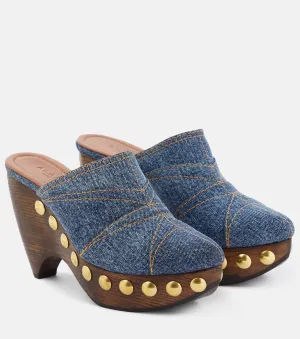 Preloved Women's Le Sabot Denim Mules In Blue