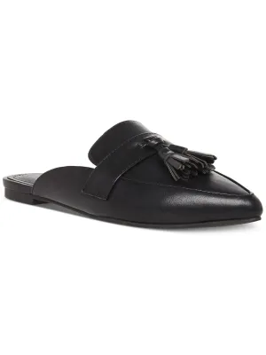 Preppiee Womens Faux Leather Tassel Mules