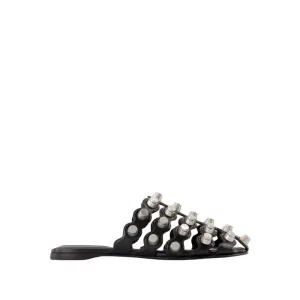 Rexa Cage Slide Flat Shoes - Leather - Black