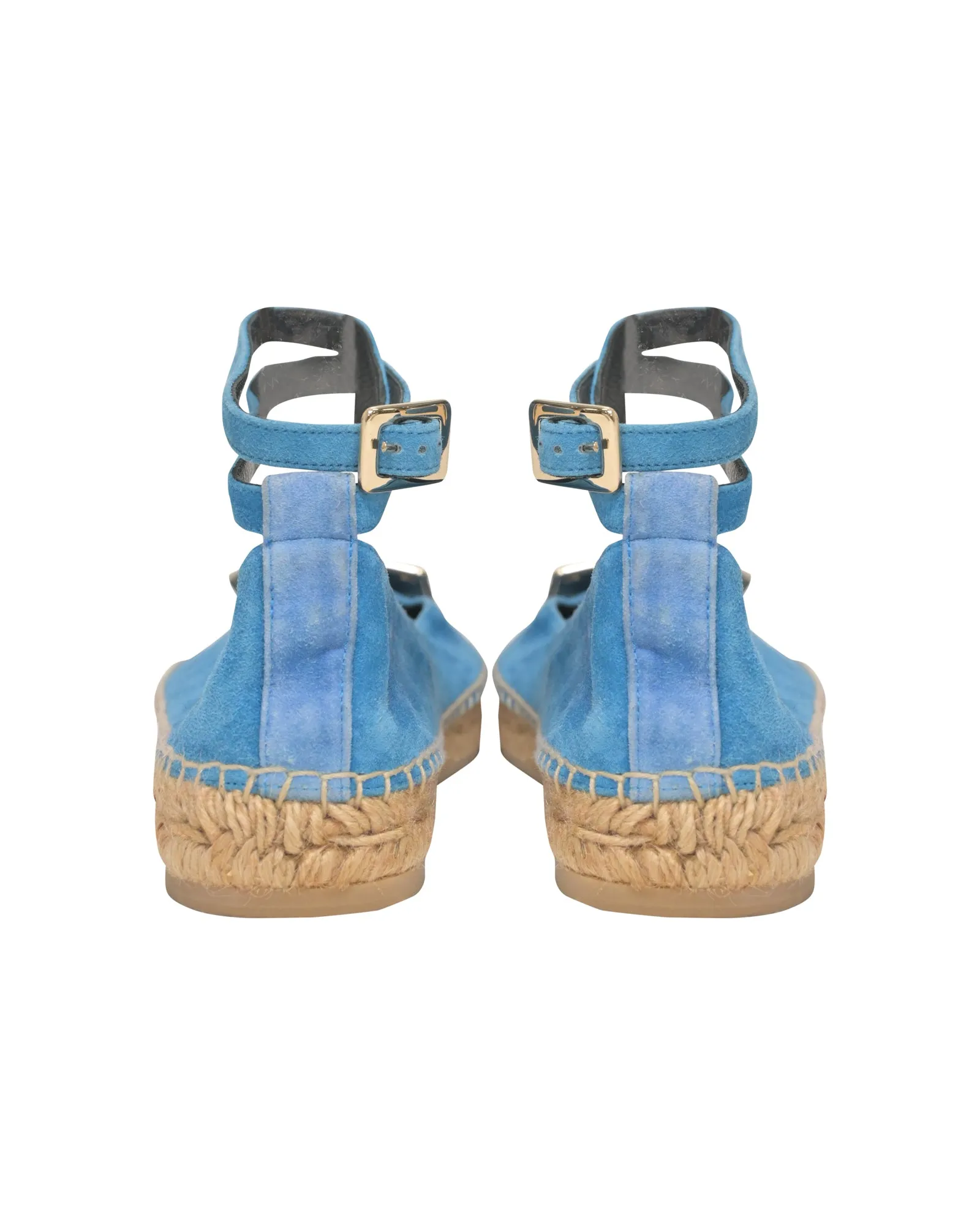 Roger Vivier Ankle Strap Espadrilles in Blue Suede
