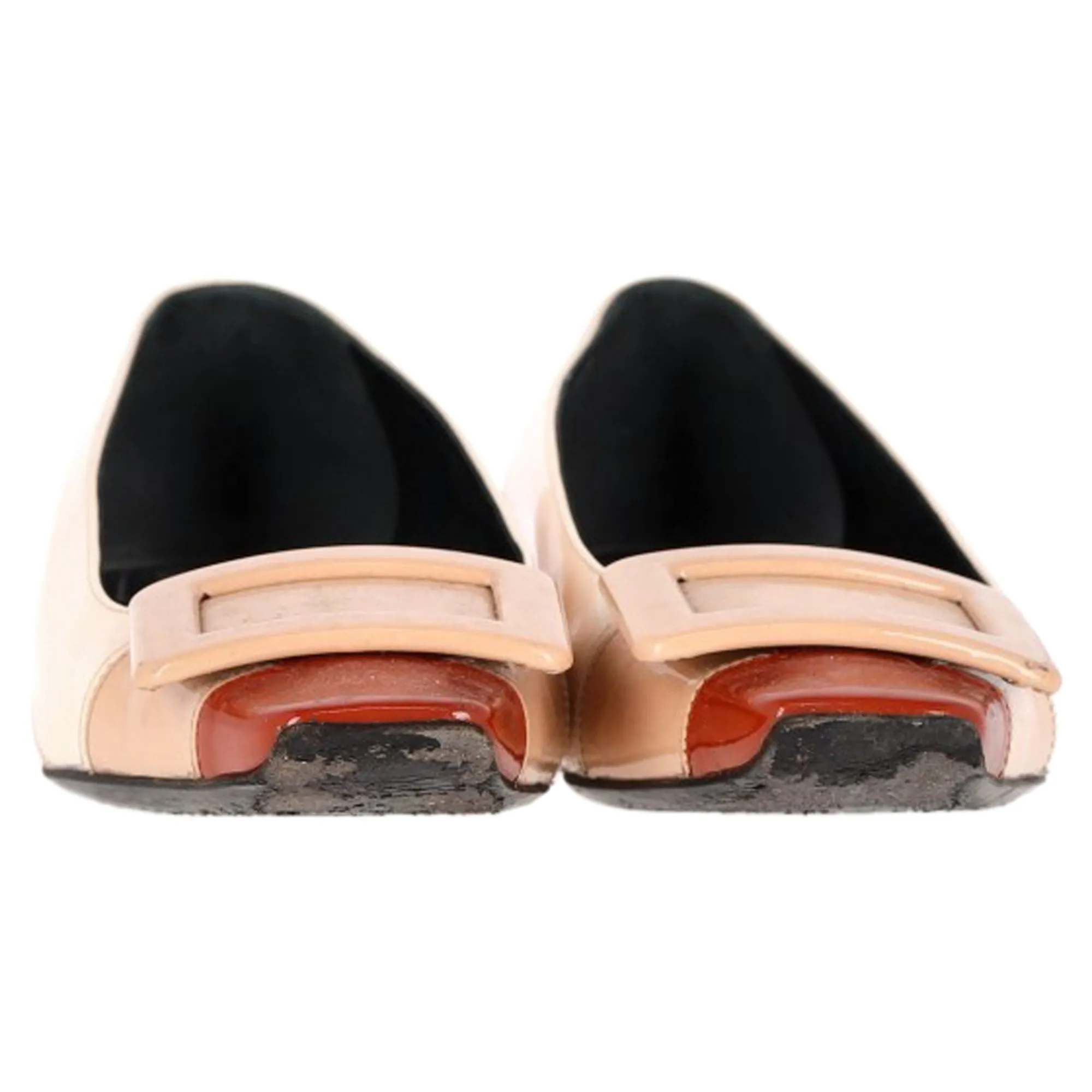 Roger Vivier Belle Vivier Buckle Flats in Beige Patent Leather